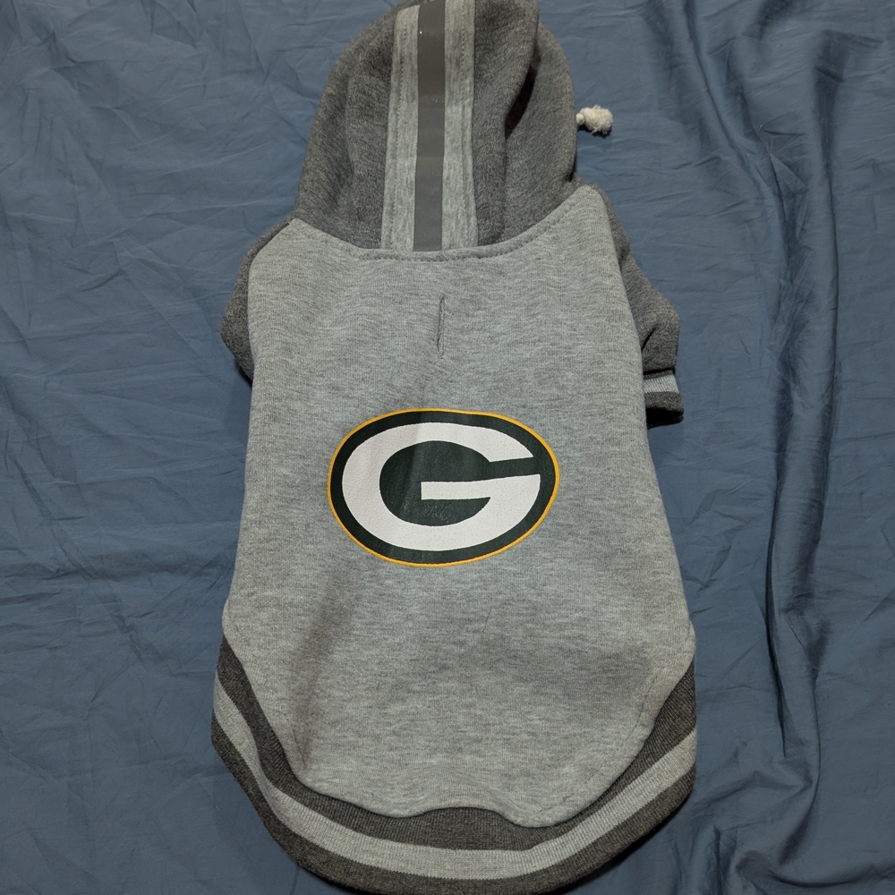 NFL Green Bay Packers Pet Hoodie in Gray, Size Medium